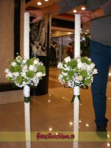 Lumanari de nunta din lalele albe si dianthus verde de la Floriangel Srl