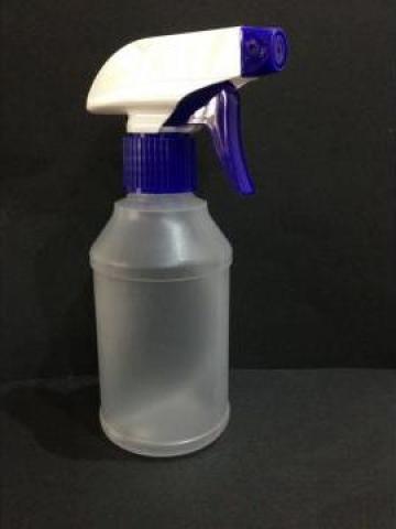 Flacon plastic transparent/alb 270ml cu dop trigger