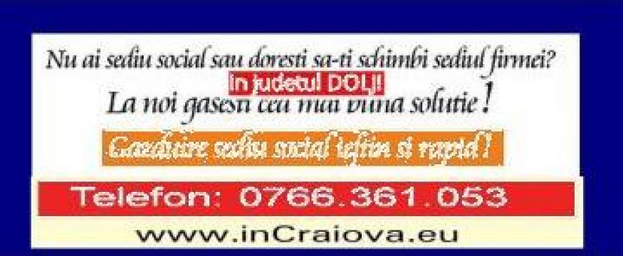 Gazduire sediu social si infiintare firma Dolj de la Consultanta Infiintari Firme Craiova