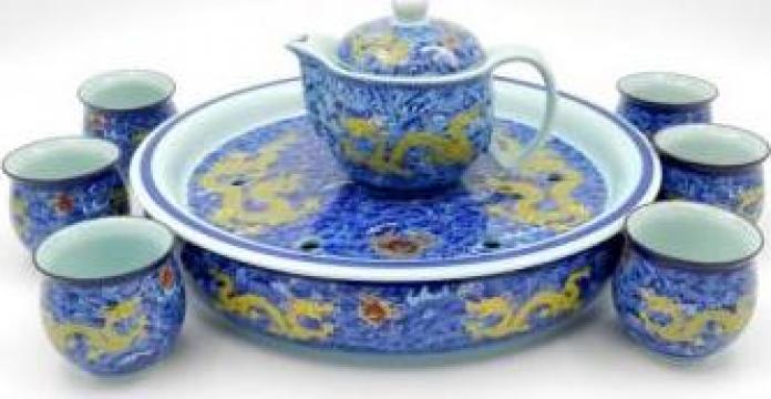 Set ceai - Albastru cu dragoni (B55-4) de la Sino Natur SRL