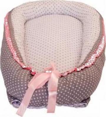 Cuib Baby Nest din cocos MyKids Gray-Pink Vintage