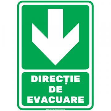 Indicator autocolant Directie de evacuare jos - PVC