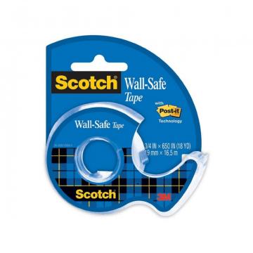 Banda adeziva Wall Safe cu dispenser, 19 mm x 16.5 m, Scotch