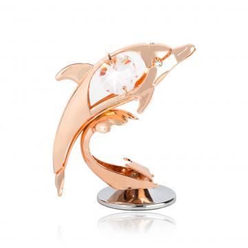 Figurina Delfin aur roz si cristale Swarovski de la Luxury Concepts Srl
