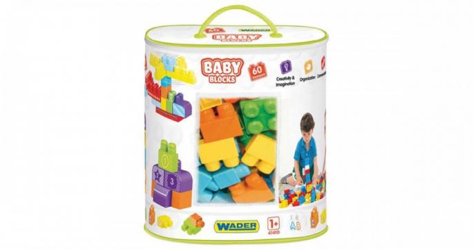 Joc Gentuta 60 de blocuri de constructie Wader Baby Blocks de la Pepitashop.ro