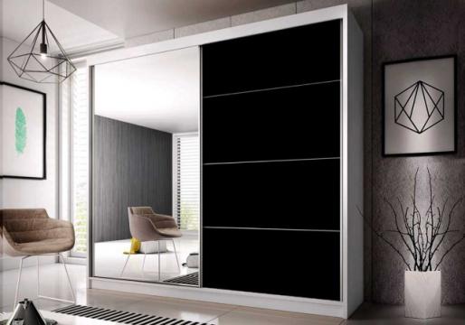 Dressing Ovidiu 31, 183x218x61 cm, culoare alb/negru de la CB Furniture Srl