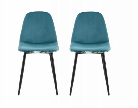 Set 2 scaune catifea Jaquard - Blue