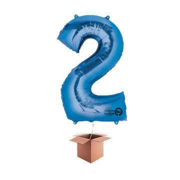 Balon folie cifra albastru umflat cu heliu 87cm