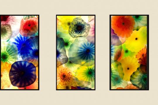 Tablou triptic Flori de sticla inramat de la Arbex Art Decor