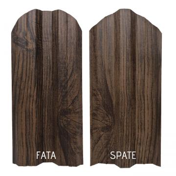 Sipca metalica gard imitatie lemn mahon mat fata/spate