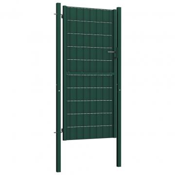 Poarta de gard, verde, 100x124 cm, PVC si otel de la VidaXL