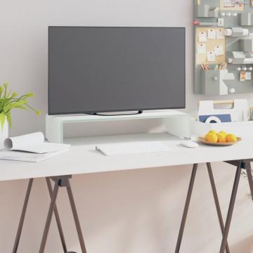 Suport TV / monitor, sticla, 60 x 25 x 11 cm, alb