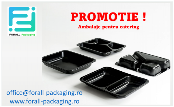 Caserola catering cu 2 compartimente neagra de la Forall Packaging System Srl