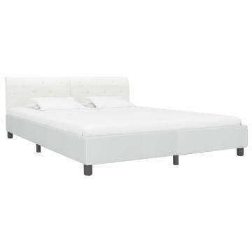 Cadru de pat, alb, 180 x 200 cm, piele ecologica