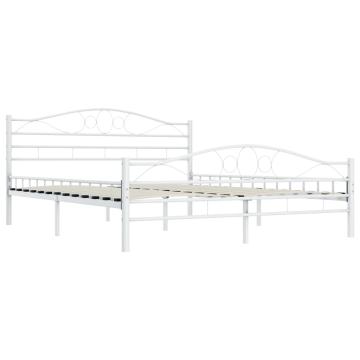 Cadru de pat, alb, 200 x 200 cm, metal de la VidaXL