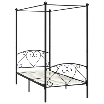 Cadru de pat cu baldachin, negru, 90 x 200 cm, metal