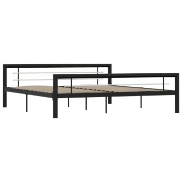 Cadru de pat, negru si alb, 180 x 200 cm, metal de la VidaXL