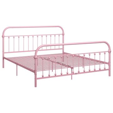 Cadru de pat, roz, 180 x 200 cm, metal de la VidaXL