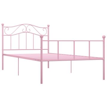 Cadru de pat, roz, 90 x 200 cm, metal de la VidaXL