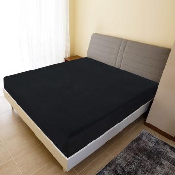 Cearsaf de pat cu elastic, negru, 140x200 cm, bumbac de la VidaXL