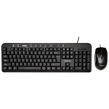 Kit tastatura si mouse USB Spacer cu fir, negru, SPDS-1691