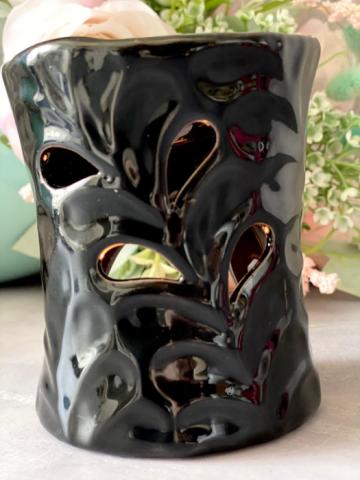 Lampa aromaterapie, neagra din ceramica pentru tablete ceara de la Myri Montaggi Srl