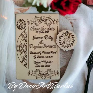 Invitatie nunta lemn albasia MD4 de la Decoartburlui
