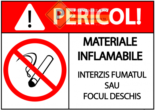 Indicator pentru material inflamabil interzis fumatul