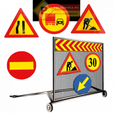 Panou cu indicatoare rutiere pentru lucrari