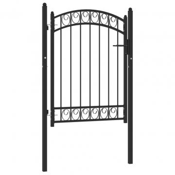 Poarta de gard cu arcada, negru, 100x125 cm, otel de la VidaXL
