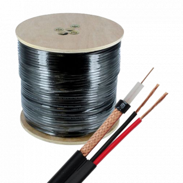 Cablu coaxial RG59 + alimentare 2x0.75, 305m, negru TSY-RG59