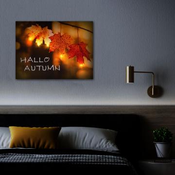 Tablou LED - Hello Autumn - 2 x AA, 40 x 30 cm
