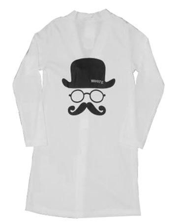 Pulover lung, Cardigan Mustache Alb de la A&P Collections Online Srl-d