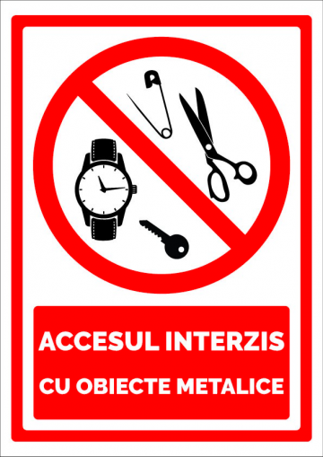 Indicator pentru accesul interzis cu obiecte metalice