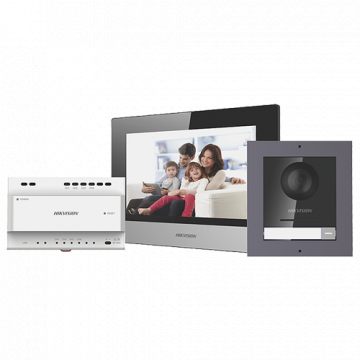 Kit videointerfon IP 7inch, conectare 2 fire - Hikvision