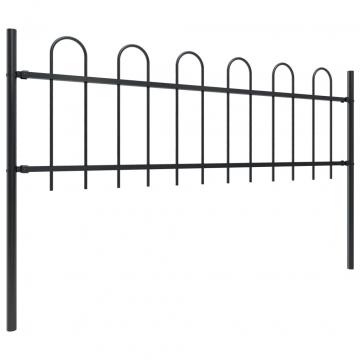 Gard de gradina cu varf curbat, negru, 3,4 m, otel