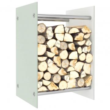 Rastel lemne de foc, alb, 40 x 35 x 60 cm, sticla