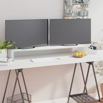 Stand TV/Suport monitor din sticla, alb, 110x30x13 cm de la Vidaxl