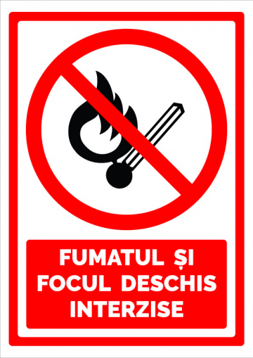 Indicator pentru fumatul si focul deschis interzise