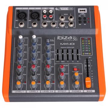 Mixer audio, Ibiza Sound MX401, 4 canale, efecte si USB de la Marco & Dora Impex Srl