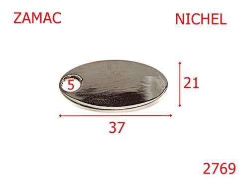 Tag ornament 37x21 mm nichel 15A5 7A7 2769 de la Metalo Plast Niculae & Co S.n.c.