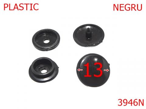 Butoni plastic 13 mm negru 3E5 3946N