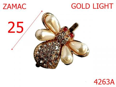 Ornament albina cu perle si pietre 25 mm zamac gold 4263G de la Metalo Plast Niculae & Co S.n.c.
