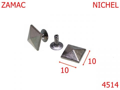 Ornament piramida aplatizata  10 mm Zamac nichel 4514 de la Metalo Plast Niculae & Co S.n.c.