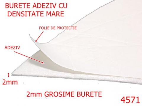 Burete adeziv densitate mare 2 mm alb 4571 de la Metalo Plast Niculae & Co S.n.c.