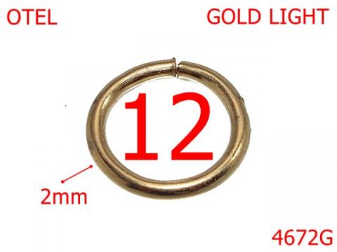 Inel rotund poseta sau geanta 12 mm otel 2 gold 4672G