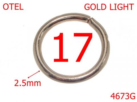 Inel rotund poseta sau geanta 17 mm otel 2.5 gold 4673G