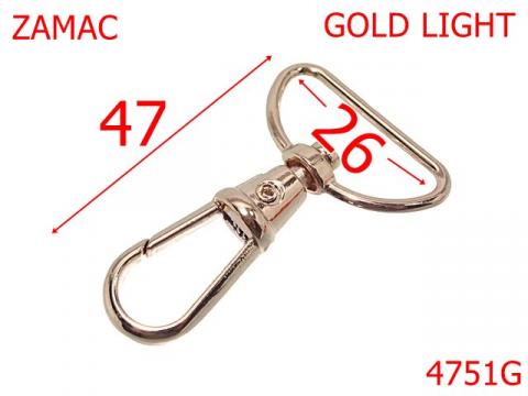 Carabina poseta, geanta  26 mm zamac gold 4751G de la Metalo Plast Niculae & Co S.n.c.