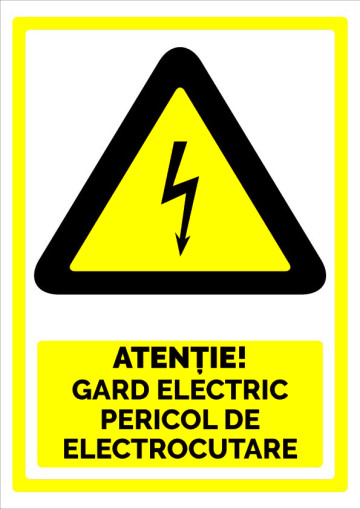 Semn atentie gard electric pericol de electrocutare