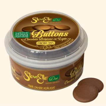 Buttons de ciocolata belgiana cu Lapte fara zahar de la Hermes Natural Products Srl